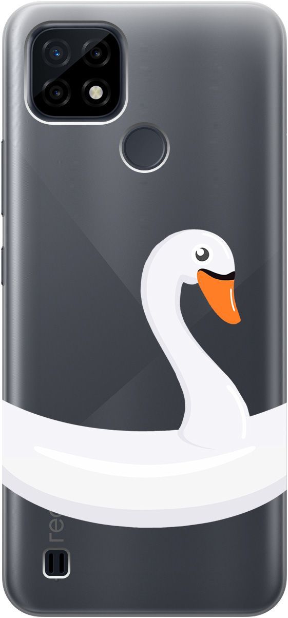 

Силиконовый чехол на realme C21 "Swan Swim Ring" прозрачный, Прозрачный;белый, 5334