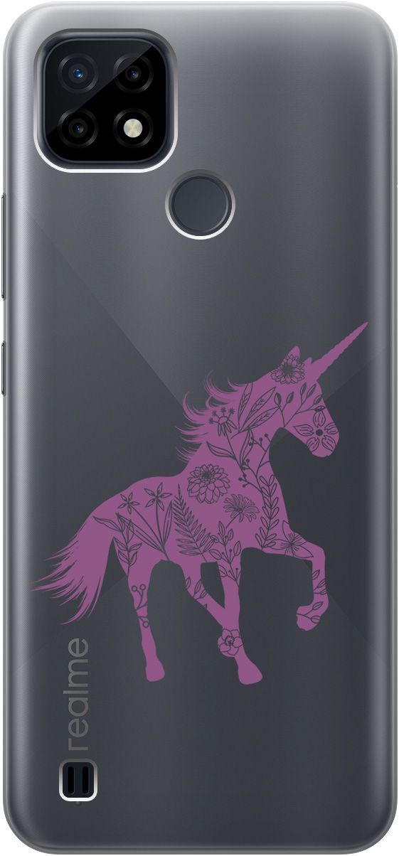 

Силиконовый чехол на realme C21 "Floral Unicorn" прозрачный, Прозрачный;фиолетовый, 5334