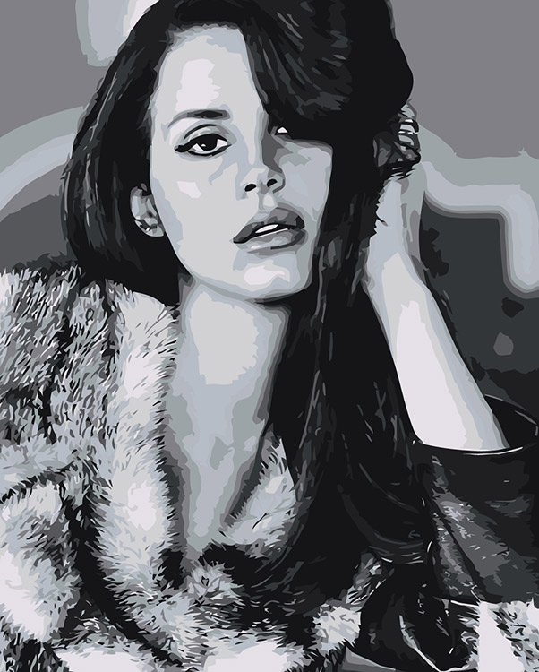

Картина по номерам Цветное Lana Del Rey Лана Дель Рей: портрет чб