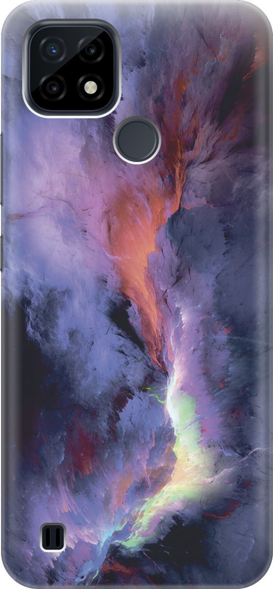 

Силиконовый чехол на realme C21 "Гром и молния", Фиолетовый;черный, 7001
