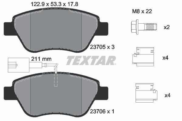 

Тормозные колодки Textar передние для Fiat Bravo 07- Idea 04- Linea 07-, Panda 06- 2370502