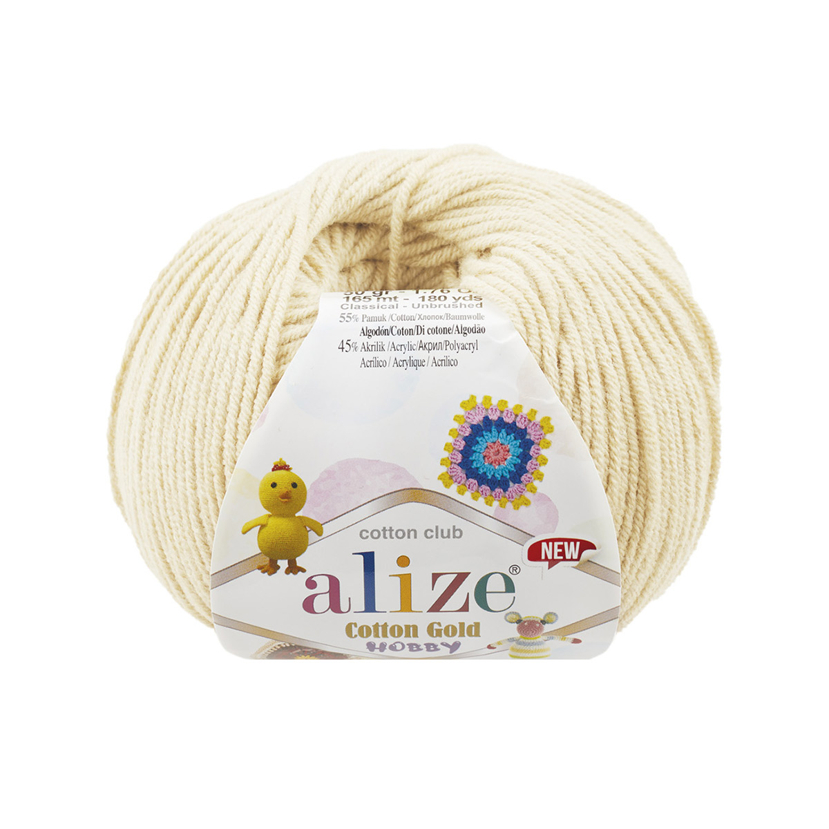 фото Пряжа alize 'cotton gold hobby new' 50г, 165м (хлопок, акрил) (01 молочный), 10 мотков