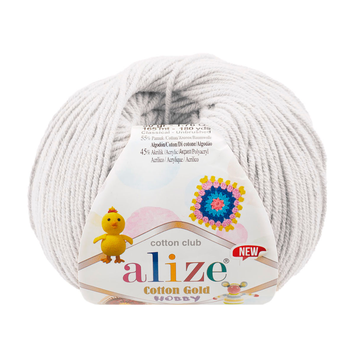 

Пряжа Alize 'Cotton Gold Hobby new' 50г, 165м (533 пастельно-серый), 10 мотков