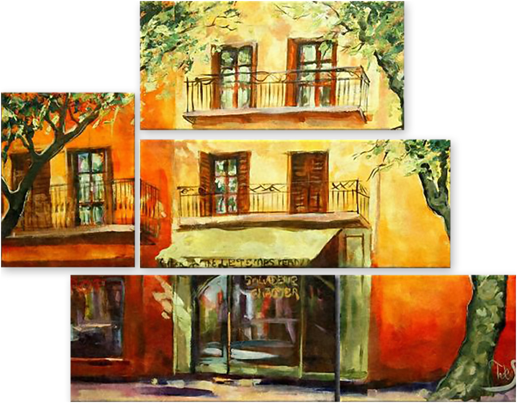 

Картина модульная на холсте Модулка Уютный магазинчик 90x70 см, 932