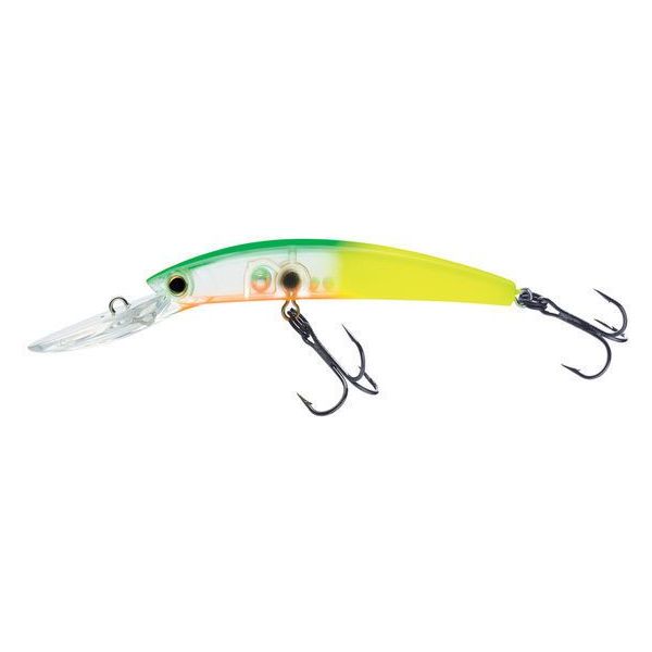 

Воблер R1206 BTCL Yo Zuri CRYSTAL MINNOW DEEP DIVER WALLEYE 110F, Зеленый;желтый