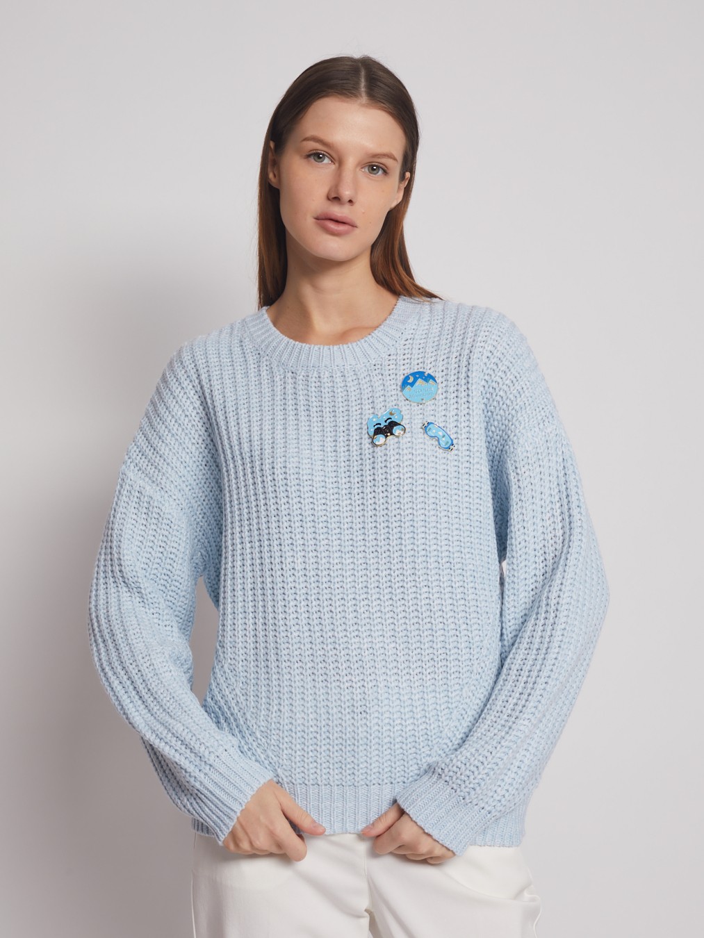 

Джемпер женский Zolla 222426143013 голубой S, 222426143013