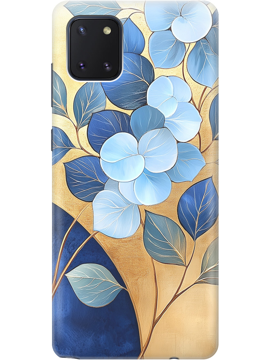 

Силиконовый чехол на Samsung Galaxy Note 10 Lite с принтом "Синие листья на золотом", Прозрачный;золотистый;синий, 722694823