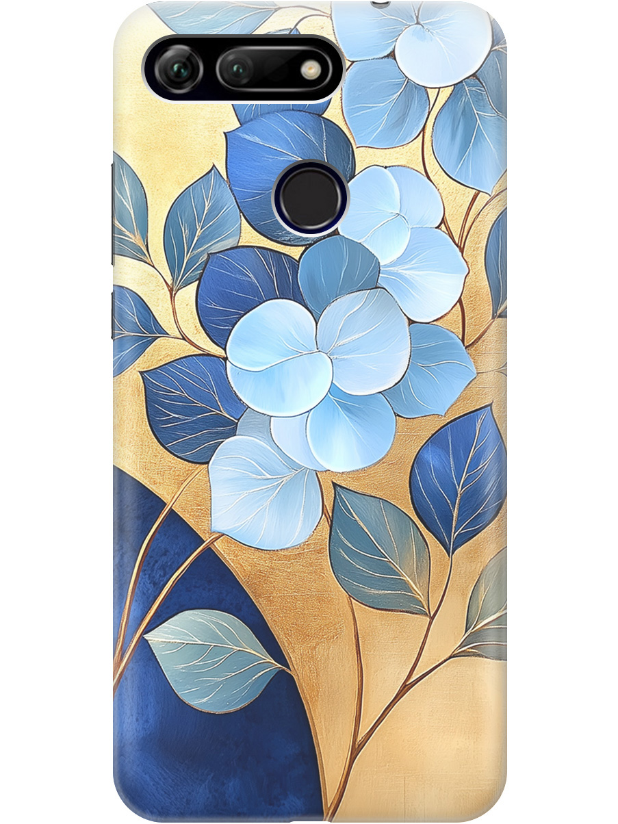 

Силиконовый чехол на Honor View 20 (V20) с принтом "Синие листья на золотом", Прозрачный;золотистый;синий, 720257723