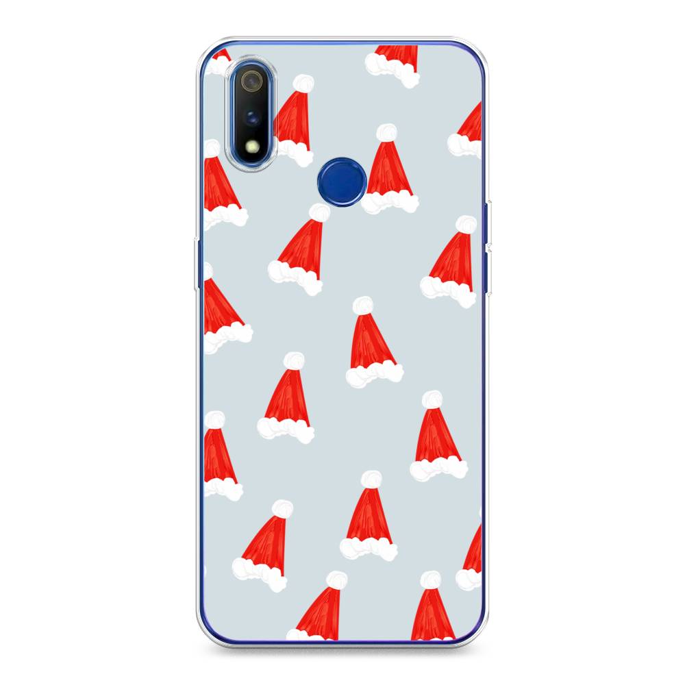 

Чехол на Realme 3 Pro "Новогодние шапочки", Белый;красный;серый, 251250-5