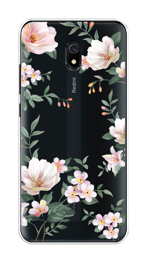

Чехол на Xiaomi Redmi 8A "Beautiful white flowers", Бежевый;зеленый, 37250-1