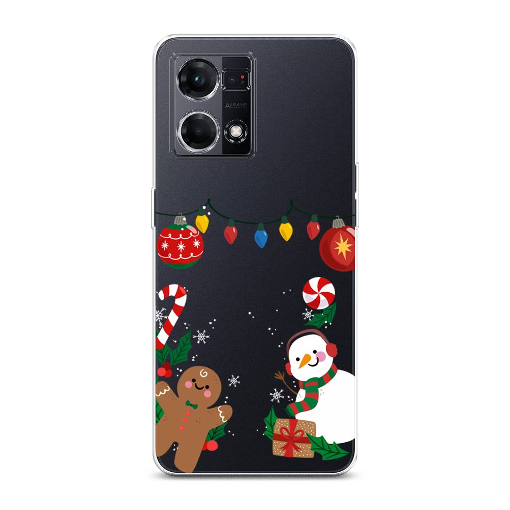 

Чехол на Oppo Reno 7 4G "Новогоднее настроение", Коричневый;красный;зеленый, 2511450-5