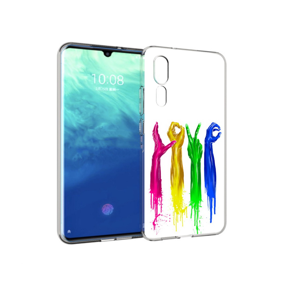 

Чехол MyPads Tocco для ZTE Axon 10 Pro яркие руки love (PT134302.444.707), Прозрачный, Tocco