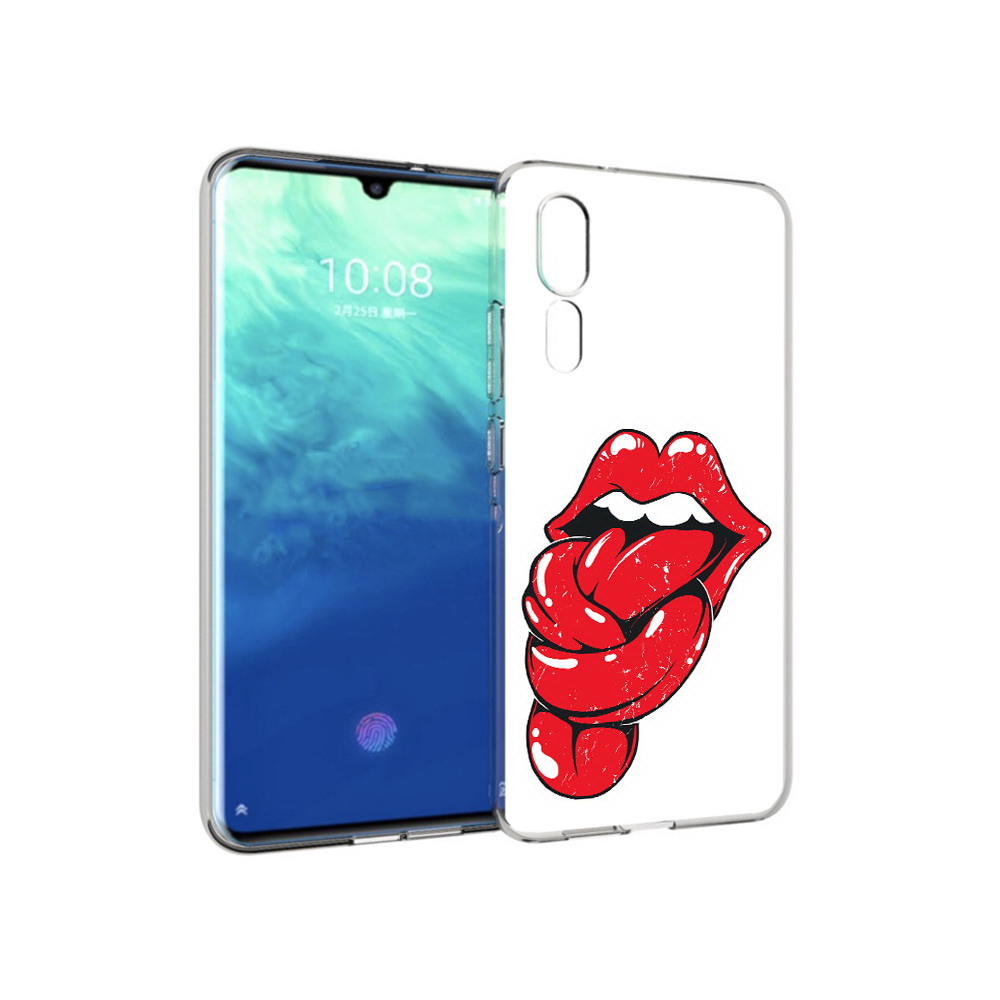 

Чехол MyPads Tocco для ZTE Axon 10 Pro яркие губы с языком (PT134302.444.705), Прозрачный, Tocco