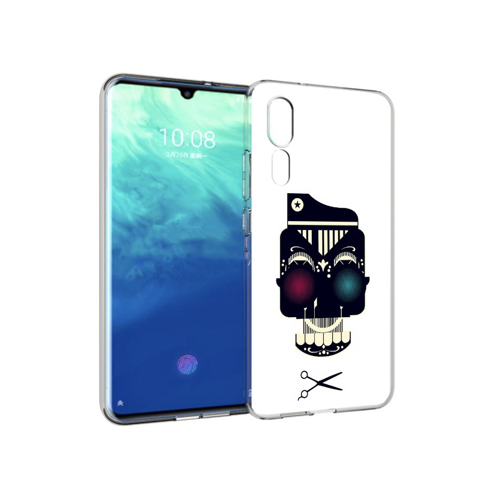 

Чехол MyPads Tocco для ZTE Axon 10 Pro черно белый скелет с яркими глазами, Прозрачный, Tocco