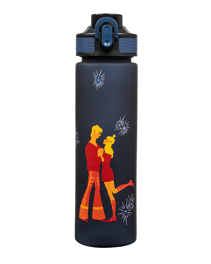Спортивная бутылка для воды Flip Бременские музыканты «Трубадур и принцесса» 700 ml синяя