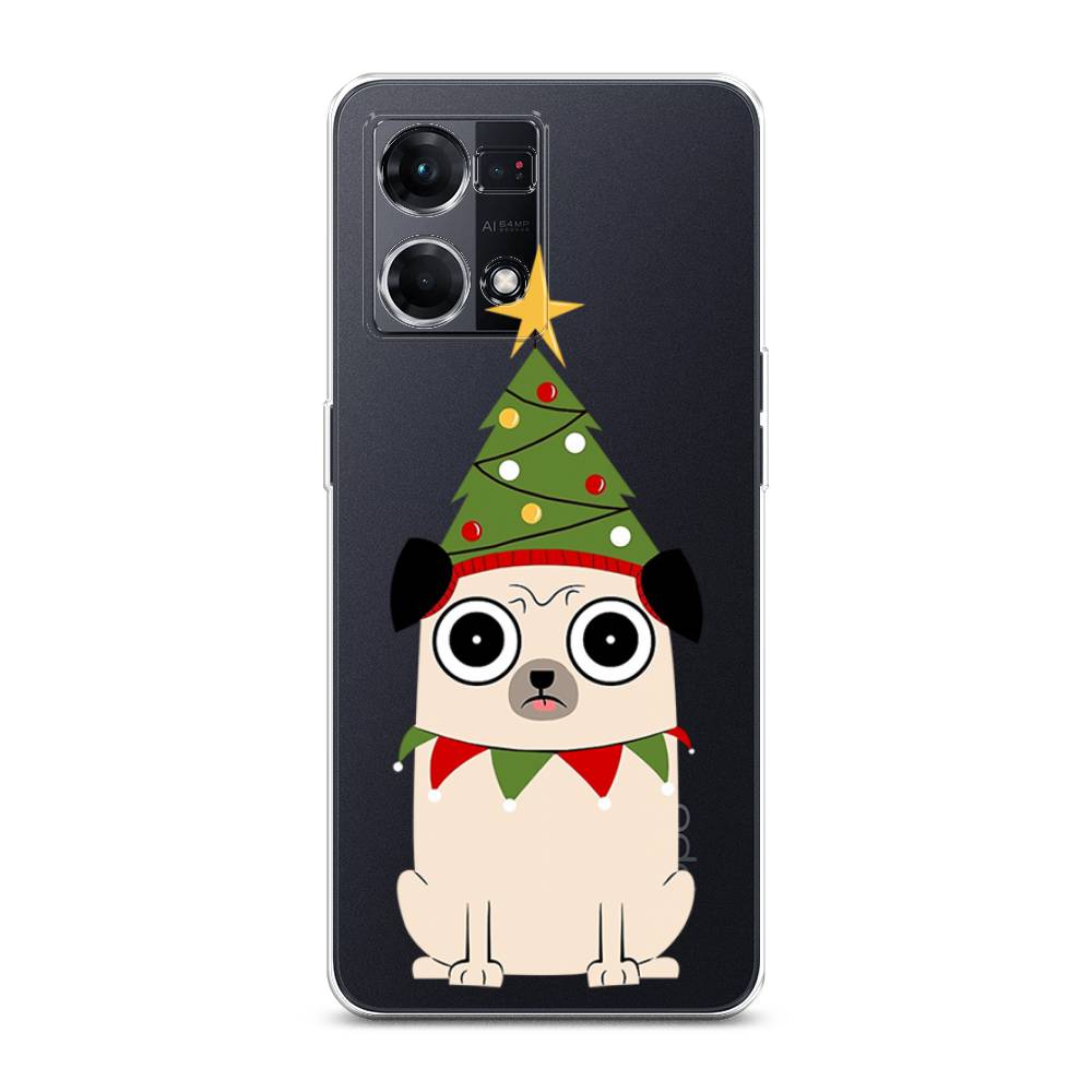 

Чехол на Oppo Reno 7 4G "Собачка с ёлочкой", Бежевый;красный;зеленый, 2511450-1