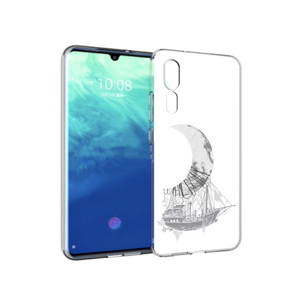 

Чехол MyPads Tocco для ZTE Axon 10 Pro черно белый корабль полумесяц (PT134302.444.684), Прозрачный, Tocco