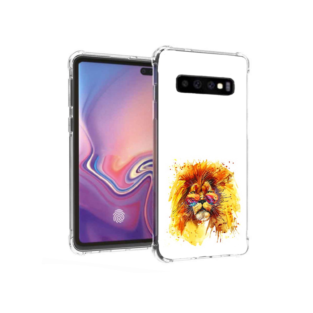 

Чехол MyPads Tocco для Samsung Galaxy S10+ лев в очках (PT125670.500.436), Прозрачный, Tocco