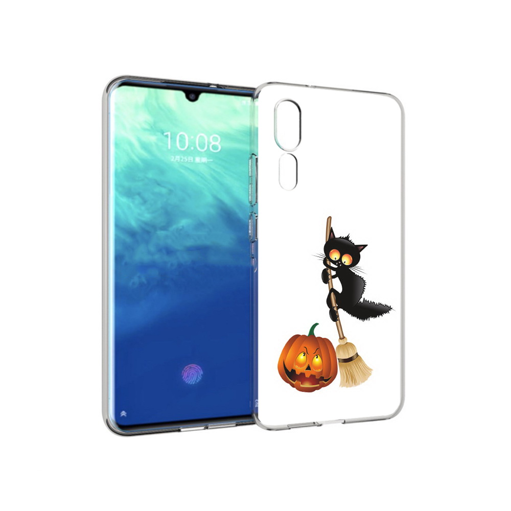 

Чехол MyPads Tocco для ZTE Axon 10 Pro хэлуинский котик (PT134302.444.667), Прозрачный, Tocco