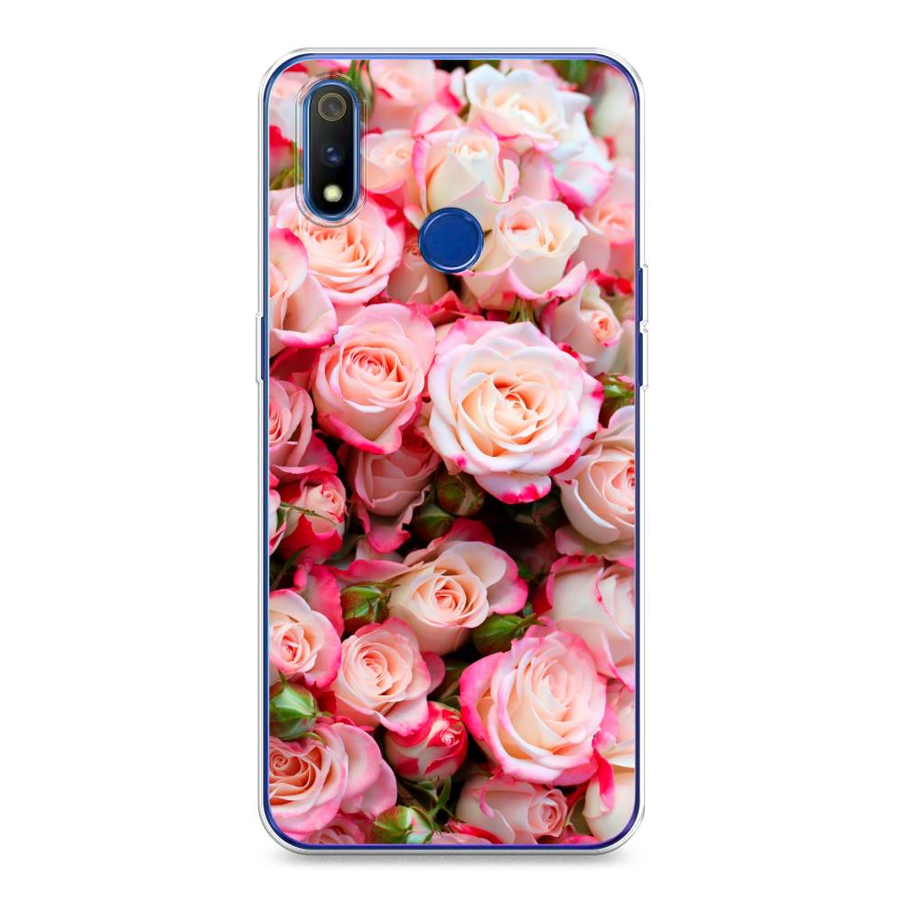 

Чехол на Realme 3 Pro "Много роз", Розовый, 251250-2