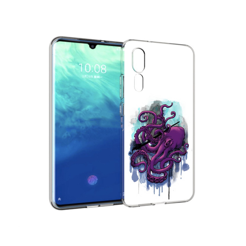 

Чехол MyPads Tocco для ZTE Axon 10 Pro фиолетовый осьминог (PT134302.444.658), Прозрачный, Tocco