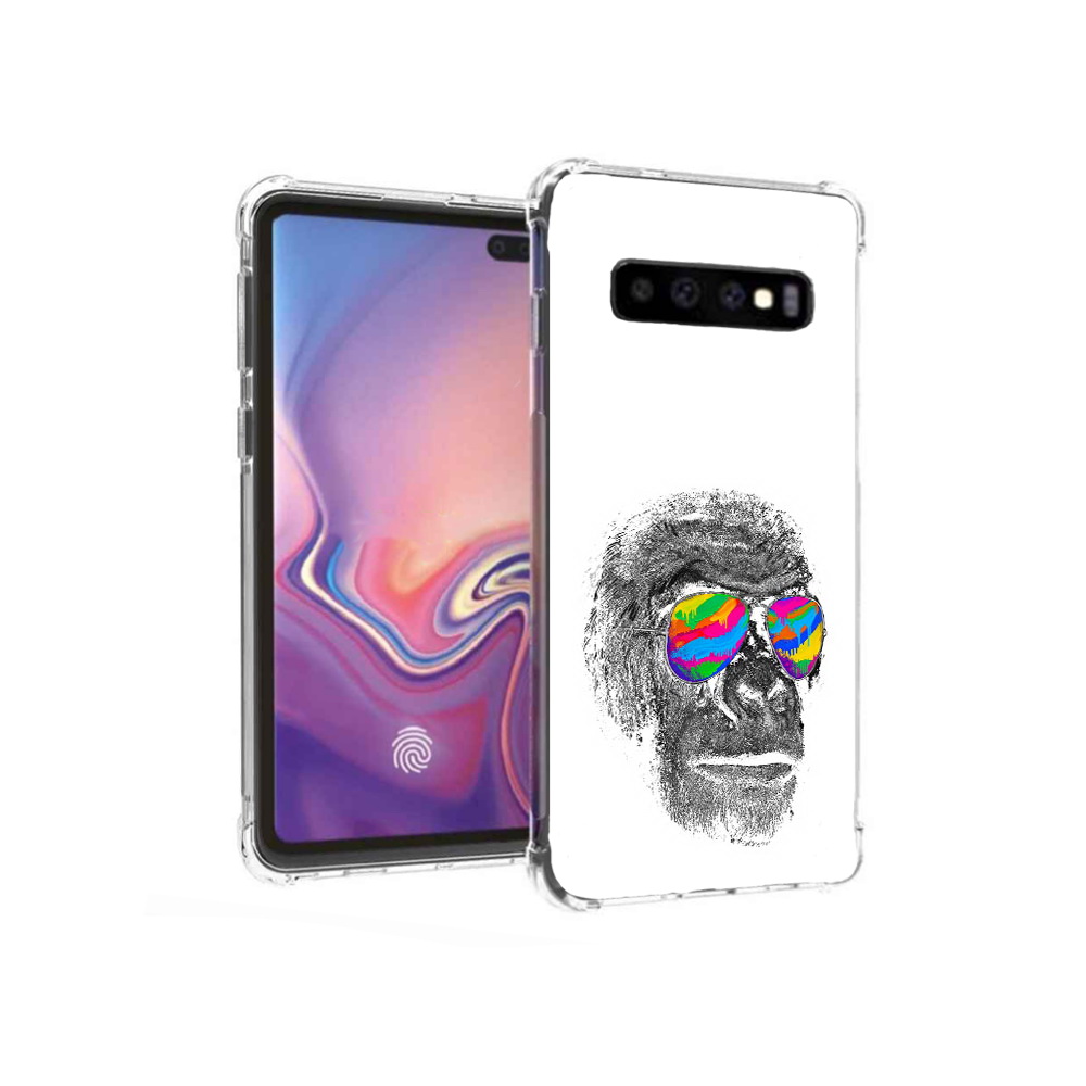 

Чехол MyPads Tocco для Samsung Galaxy S10+ крутая обезьяна в очках (PT125670.500.422), Прозрачный, Tocco