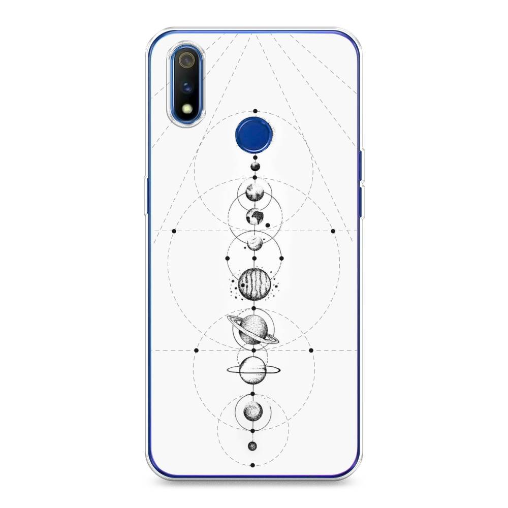 

Чехол на Realme 3 Pro "Парад планет", Серый, 251250-2