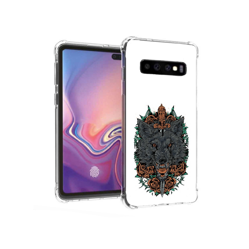 

Чехол MyPads Tocco для Samsung Galaxy S10+ красивый злой волк (PT125670.500.409), Прозрачный, Tocco