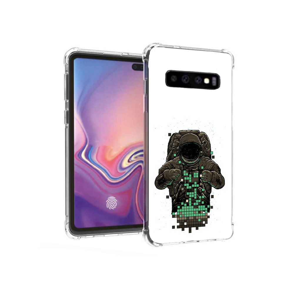 

Чехол MyPads Tocco для Samsung Galaxy S10+ космонавт с пикселями (PT125670.500.394), Прозрачный, Tocco