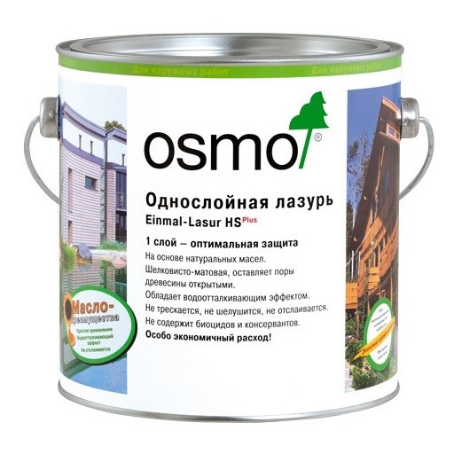 фото Osmo однослойная лазурь einmal-lasur hs plus для внутренних и наружных работ (0,75 л