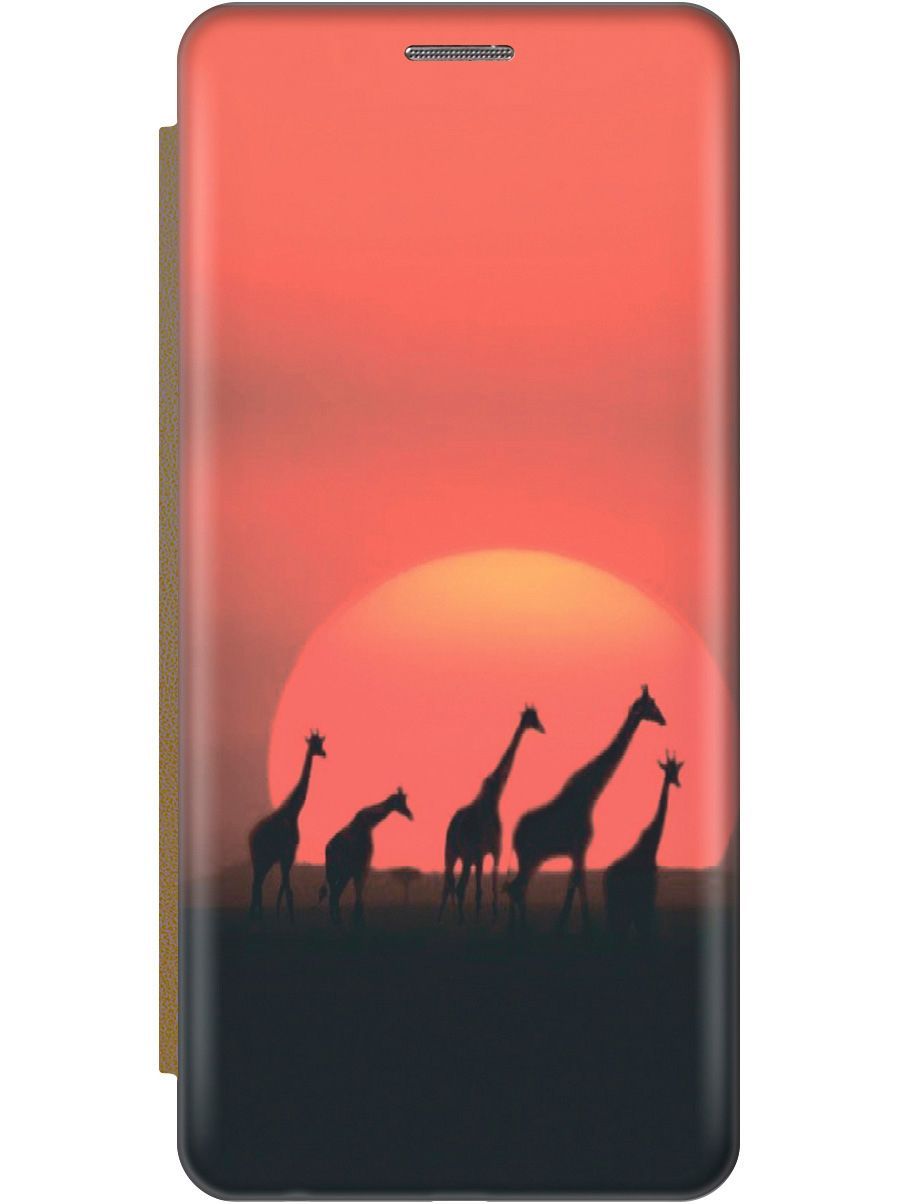 

Чехол-книжка на Samsung Galaxy A02 "Жирафы" золотистый, Красный, 9394