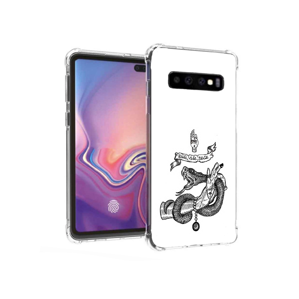 

Чехол MyPads Tocco для Samsung Galaxy S10+ змея на руке рисунок (PT125670.500.366), Прозрачный, Tocco