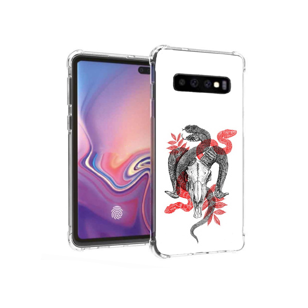 

Чехол MyPads Tocco для Samsung Galaxy S10+ змея в черепе рисунок (PT125670.500.365), Прозрачный, Tocco