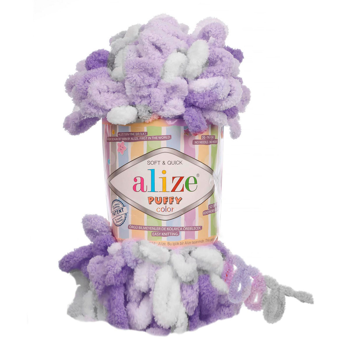 фото Пряжа alize 'puffy color', 100 г, 9 м (100% микрополиэстер) (6372), 5 мотков