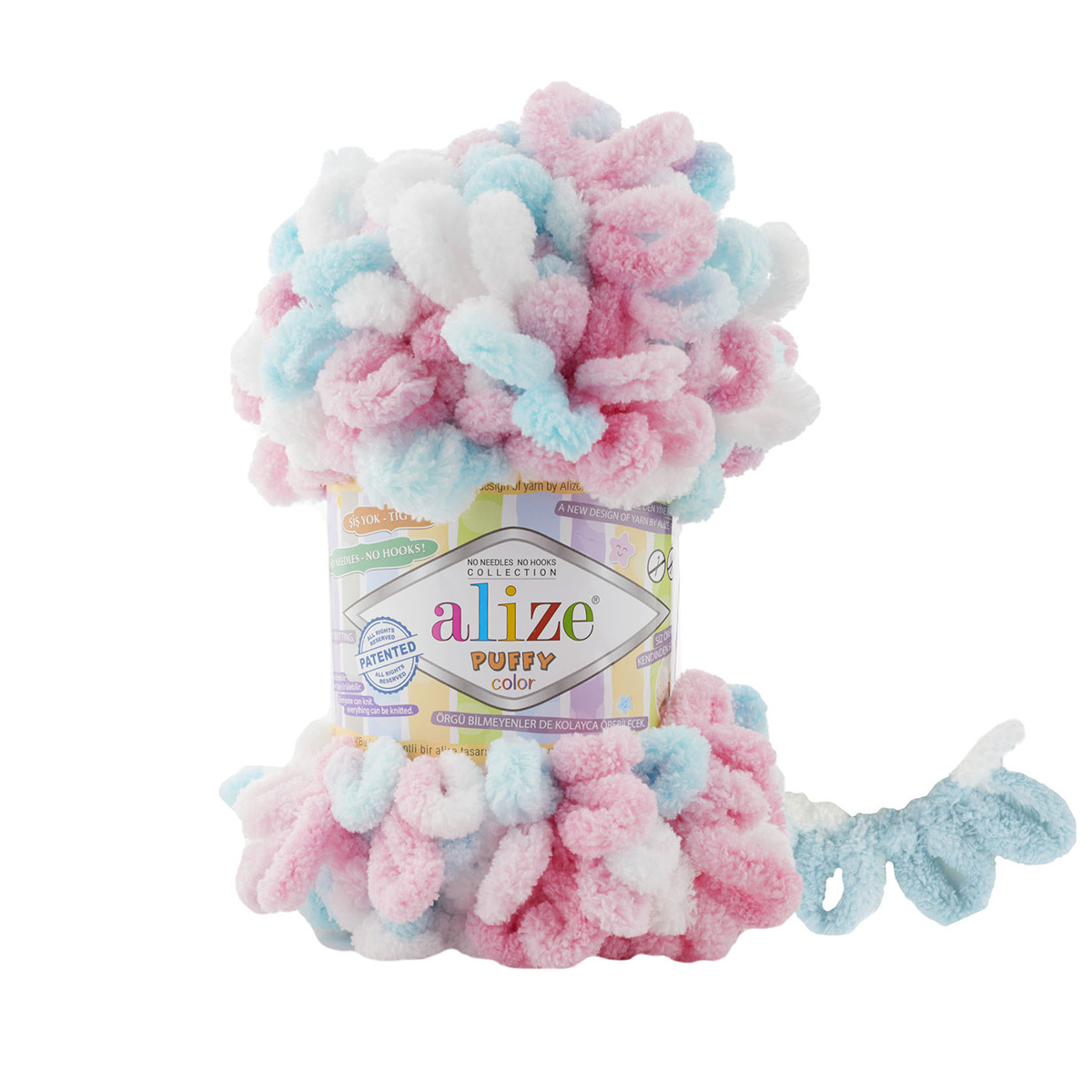 

Пряжа для вязания ALIZE Puffy Color 100г 9м (микрополиэстер) (6377 секционный), 5 мотков, Разноцветный, 7722480