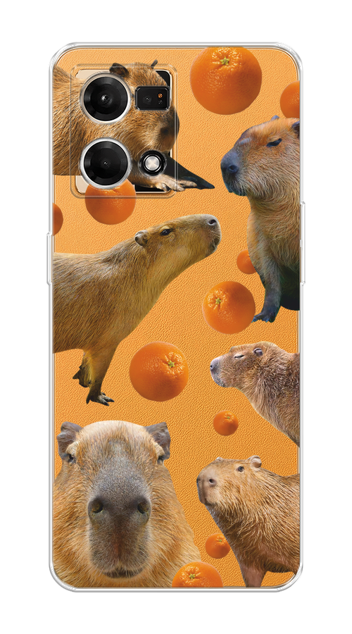 

Чехол на Oppo Reno 7 4G/8 4G "Капибара и апельсины", Бежевый;оранжевый, 2511250-1