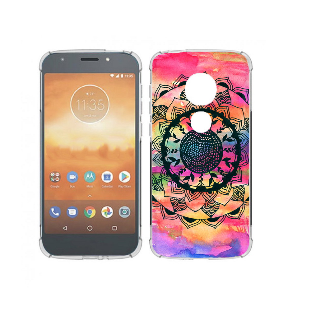 

Чехол MyPads Tocco для Motorola Moto E5 Play яркая абстракция круглый цветок, Прозрачный, Tocco