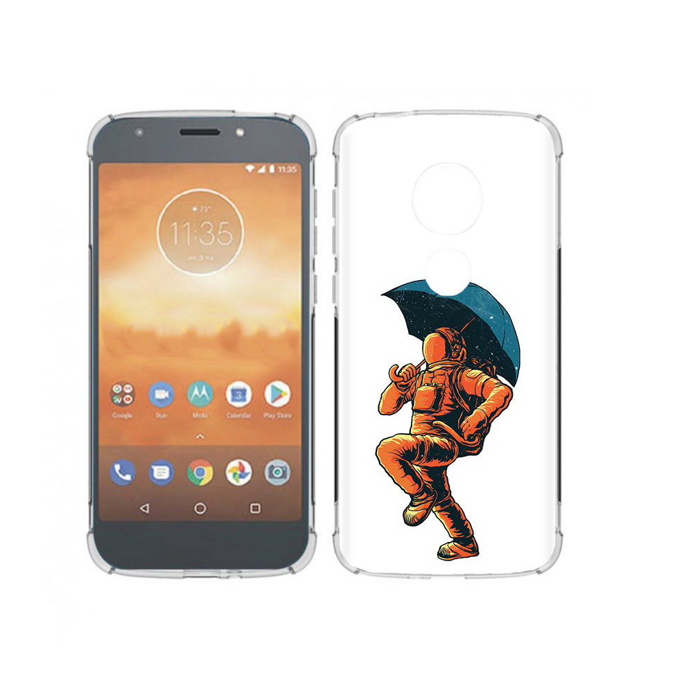 

Чехол MyPads Tocco для Motorola Moto E5 Play шагающий космонавт с зонтом, Прозрачный, Tocco