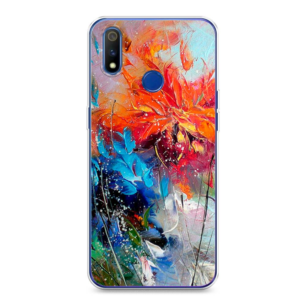 

Чехол на Realme 3 Pro "Абстрактные цветы", Оранжевый;синий, 251250-4