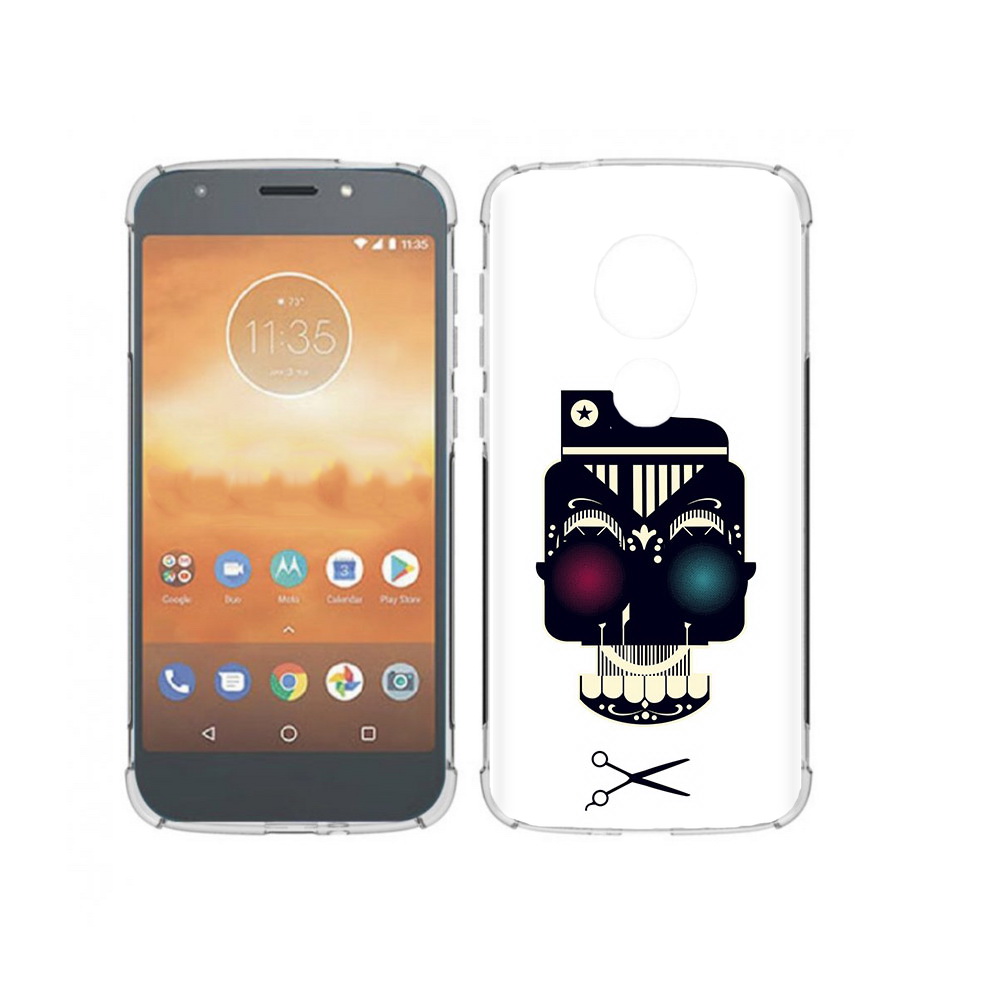 

Чехол MyPads Tocco для Motorola Moto E5 Play черно белый скелет с яркими глазами, Прозрачный, Tocco