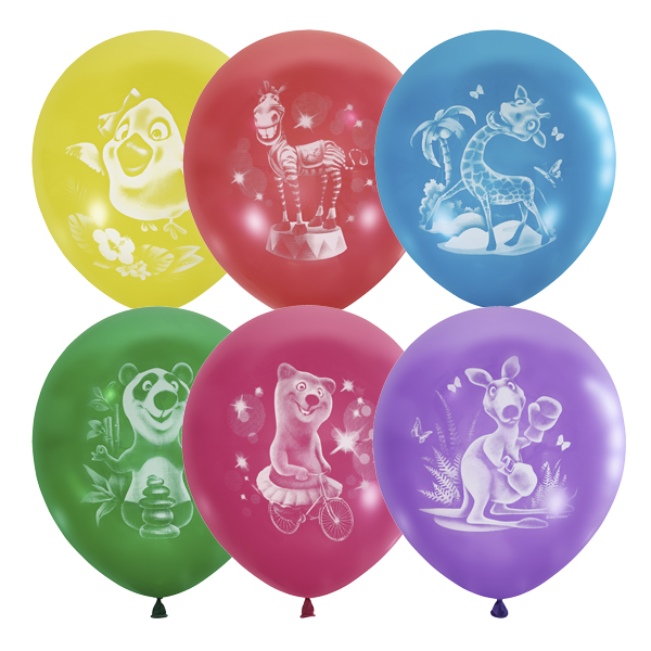 Набор воздушных шаров Пати Бум Веселый зоопарк 30 см 5 шт