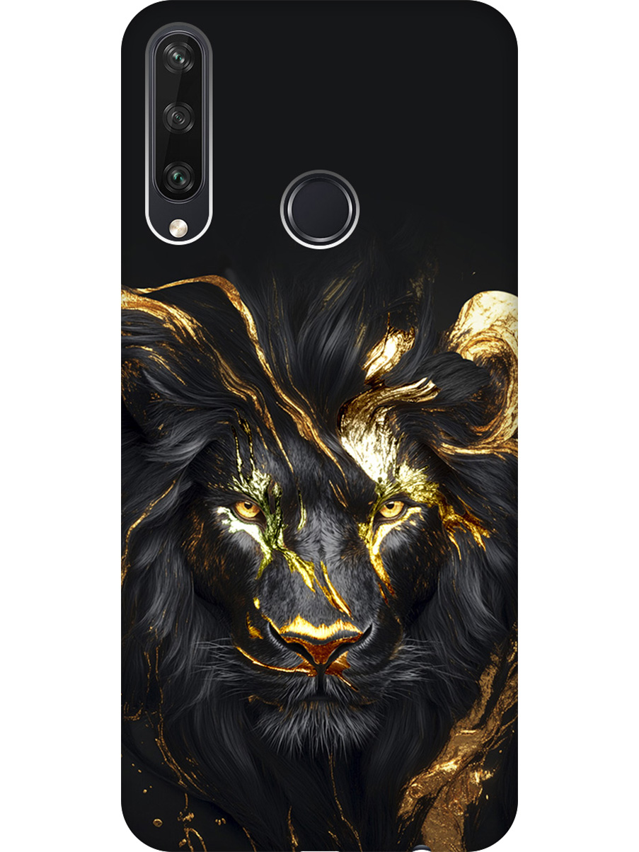 

Силиконовый чехол на Huawei Y6P с принтом "Золотой лев" матовый черный, Черный;золотистый, 723101013
