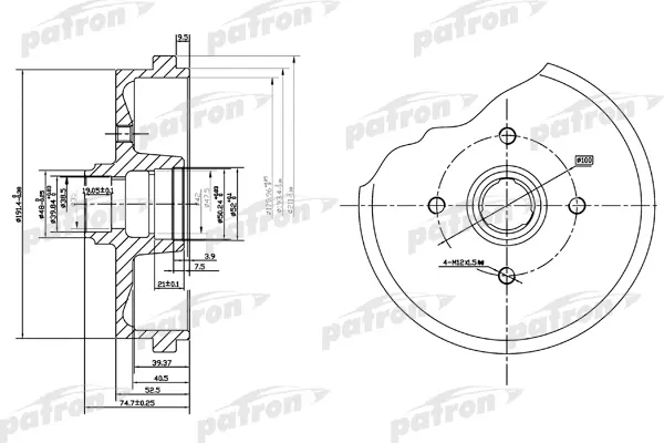 

Барабан Тормозной Задн Audi: 50 74-78;80 72-78;80 78-86;Seat: Cordoba 93-99;Cordoba Vario