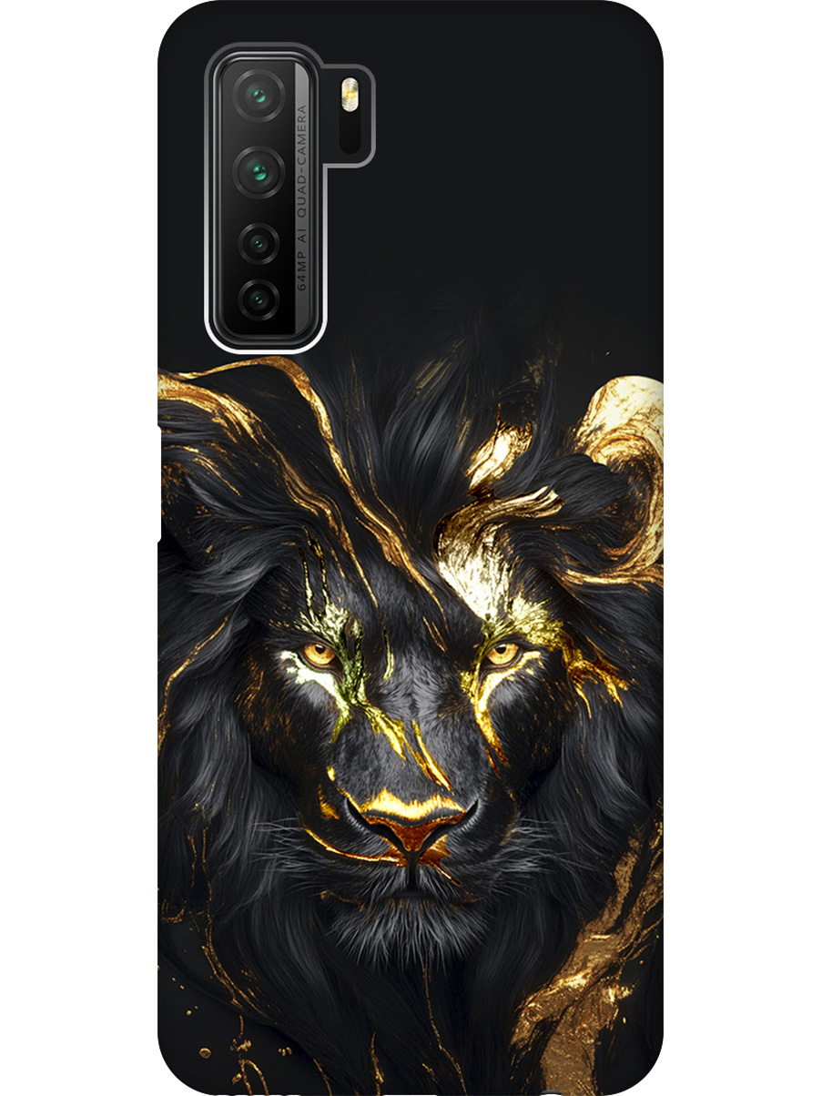 

Силиконовый чехол на Honor 30S / Huawei Nova 7 SE с принтом "Золотой лев" матовый черный, Черный;золотистый, 722946113