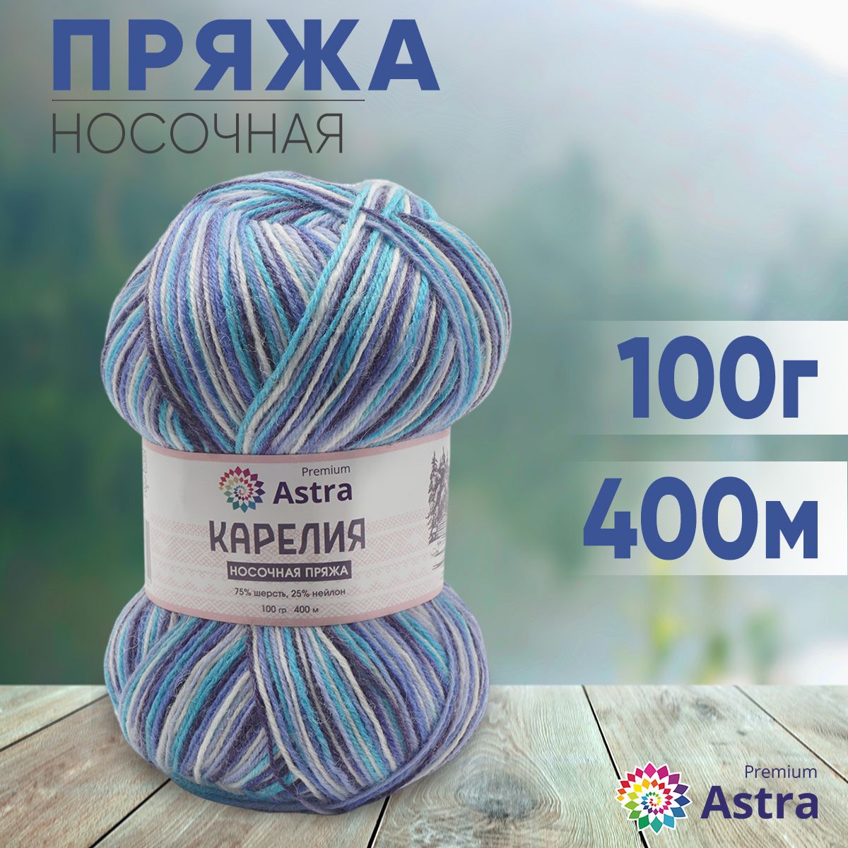

Пряжа для вязания Astra Premium Карелия носочная 100г, 400м (1006), 2 мотка, Фиолетовый, 7733601