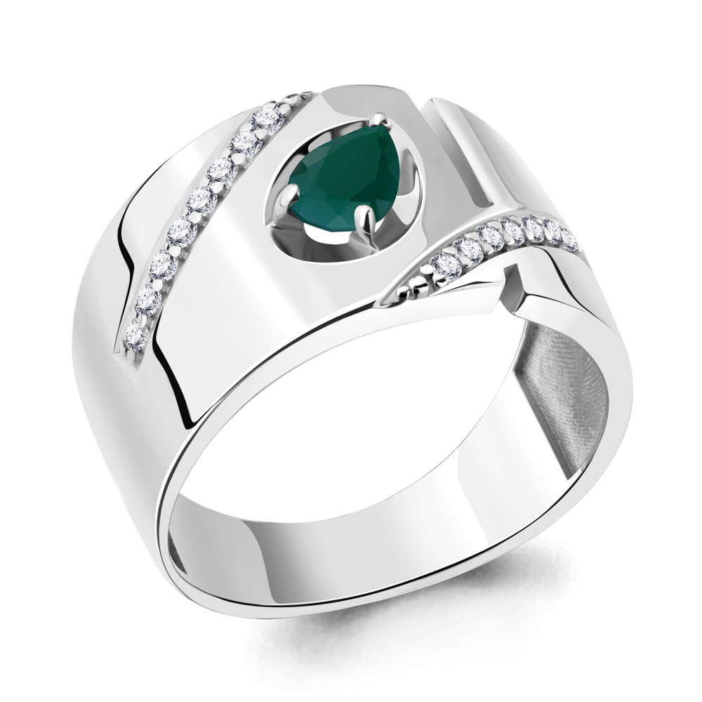 

Кольцо из серебра с агатом\фианитом Aquamarine Aquamarine 6945409А_925_р р. 17,5, 6945409А_925_р