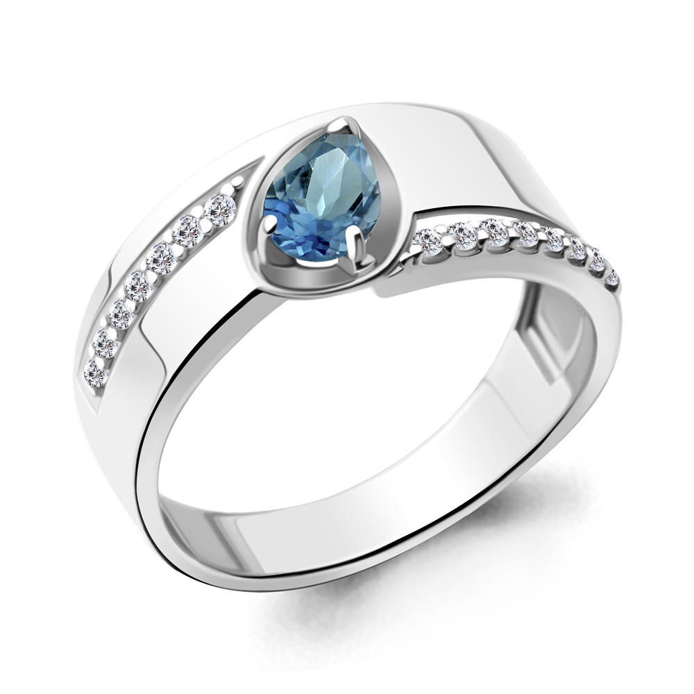 

Кольцо из серебра с топазом\фианитом Aquamarine Aquamarine 6945308А_925_р р, 6945308А_925_р