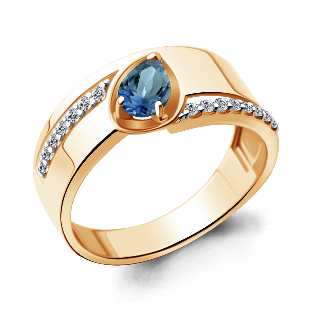 

Кольцо из серебра с топазом\фианитом Aquamarine Aquamarine 6945308А_925_з р, 6945308А_925_з