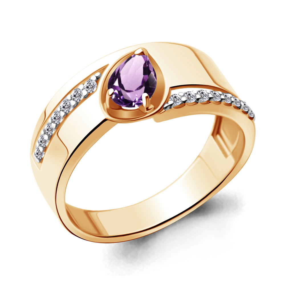 

Кольцо из серебра с аметистом\фианитом Aquamarine Aquamarine 6945304А_925_з р, 6945304А_925_з