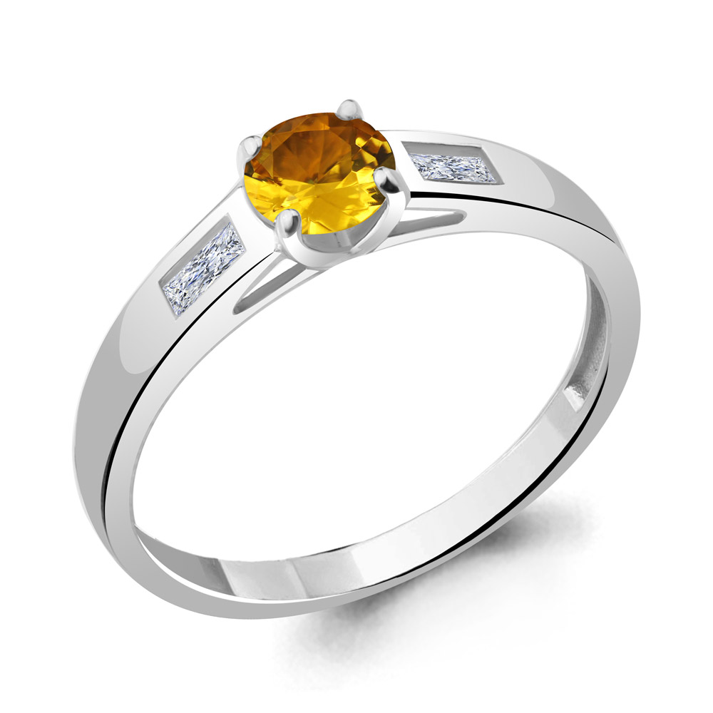 

Кольцо из серебра с цитрином\фианитом Aquamarine Aquamarine 6945206_925_р р, 6945206_925_р